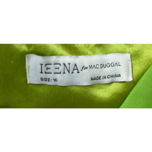 MAC DUGGAL GREEN APPLE RUFFLE TIERED LONG SLEEVE DRESS size 16 NWOT - Picture 7 of 9